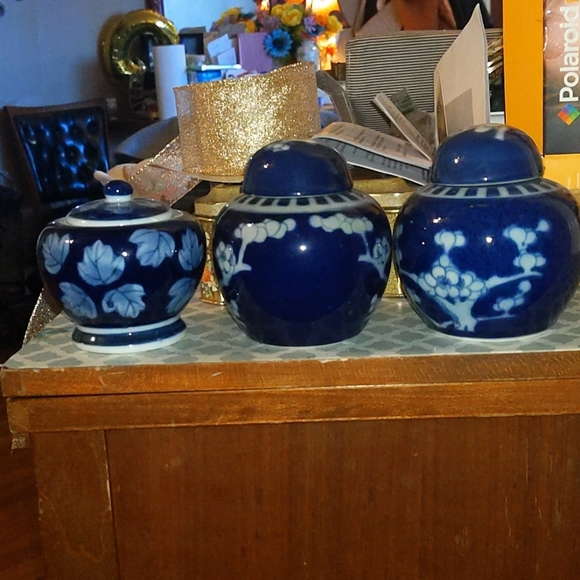 Vintage oriental designed glass canisters